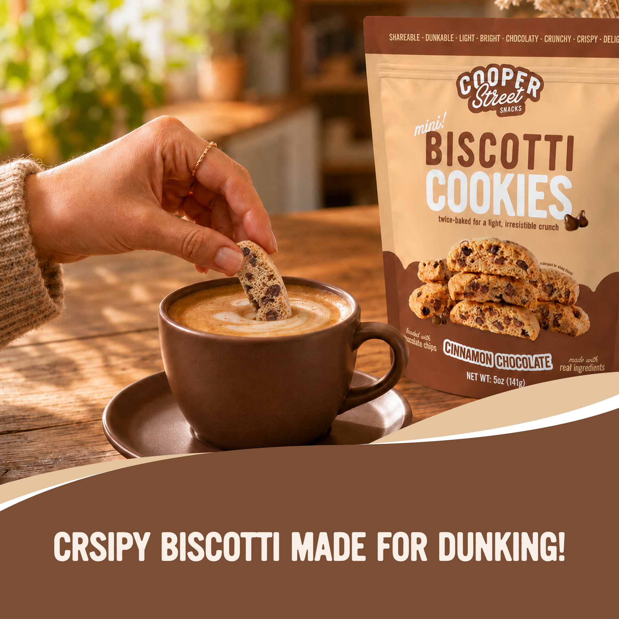 Cinnamon Chocolate Biscotti Cookies | Cooper Street Snacks