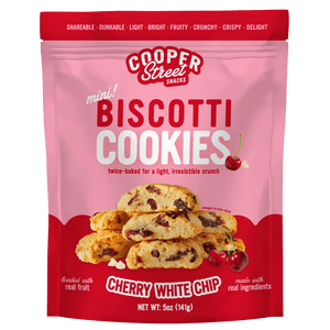 Cooper Street Cherry White Chip mini biscotti cookies, 5 oz bag