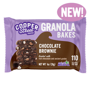 NEW Cooper Street Chocolate Brownie Granola Bakes 1oz package — peanut-free, dairy-free, ancient grains, made with avocado oil